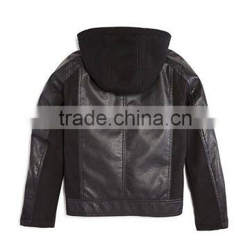 Winter Baby Kids Black Leather Jacket Wholesle Winter Leather photo-2