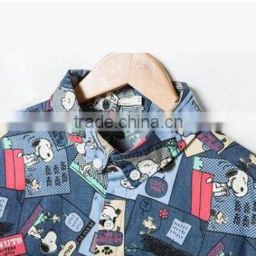 2016 Cartoon Printed Men Denim Casual Shirt photo-2