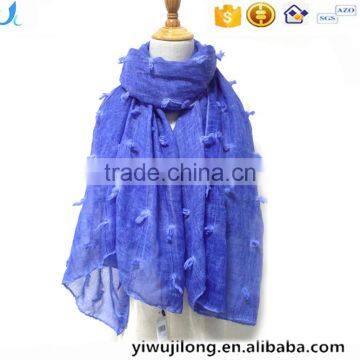 New fashion custom cutting pattern plain dyed linon viscose hijab scarf in stock