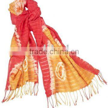 Red & Orange Tie Dye Scarf Very Beautiful Tie and Dye design scarf long scarf with fringes