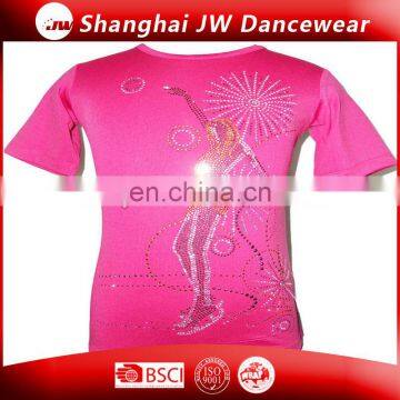 Brillant Sexy Crystal Ice Skating Dance Training T-shirt