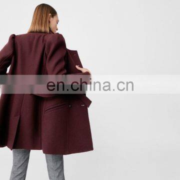 Custom New Style Classic Red Button Belt Slim Fit Lady Winter Jacket photo-4