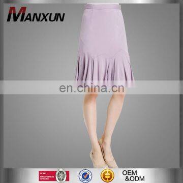 Latest Elegant Ladies Designer Skirt Suits Light Purple Scalloped Hem Mini Skirt Formal Skirts Designs