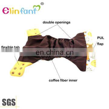 Elinfant Washable Coffee Fiber Fleece Cloth Diaper With Flexible Tab Reusable Baby Cloth Diaper Factory photo-2