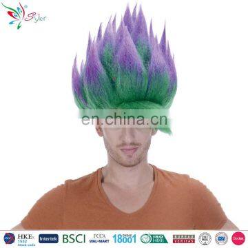 wholesale best quality green synthetic hair wig naruto cosplay wig men hot selling ombre big troll wig