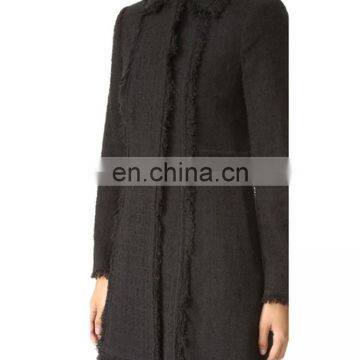 OEM Service Elegant Black Body Fit Wool Ladies Topcoat photo-5