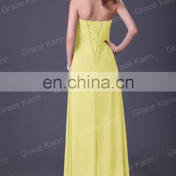 Grace Karin Strapless Chiffon Long Bridesmaid Dress With Four Colors CL3105-1 photo-5