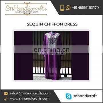 Handmade Sheer Purple Chiffon Kaftan Moroccan Wedding Party Abaya Maxi Sequin Dress