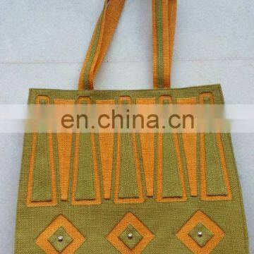 Jute bag with metal beads