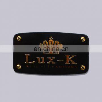 Top Quality OEM Items Custom Embossed Decorative HandBag Brand Nameplate With Self Adhesive