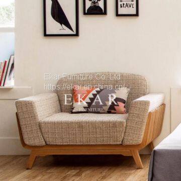 Simple Designs Sectional Linen Ash Wood Sofa Living Room Furniture