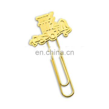 Custom pocket portable golden metal bookmark wholesale