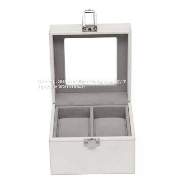 3-watch High Quality Dark Red Leather Pillows Watch Roll Case photo-2