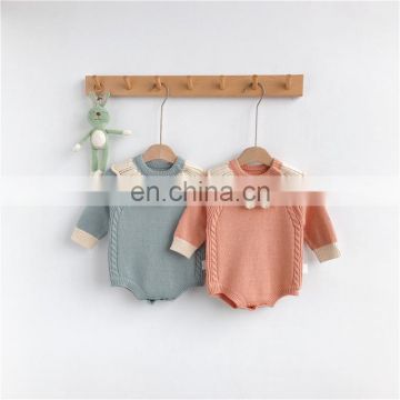 Children's One-piece Baby Lace Collar Woolen Romper Korean Autumn Baby Clothes Knitted Romper