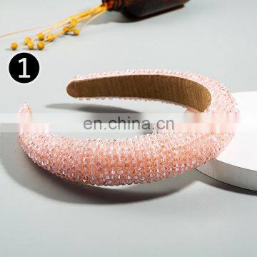 5colors New Luxury Baroque Colorful Rhinestone Fashion Colored Padded Headband For Women Party Hair Accessories photo-3