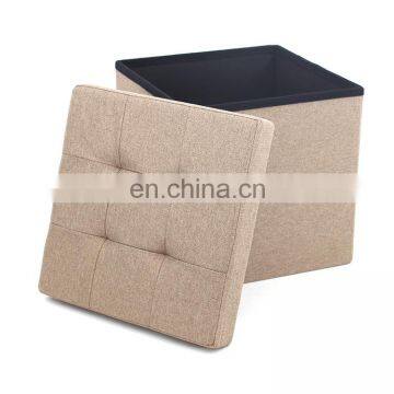 Customized Factory Wholesale Modern Living Room Furniture Faux Linen Folding Storage Ottoman