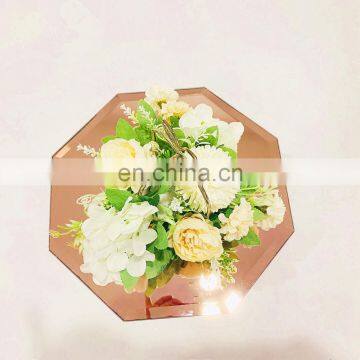 octagon mirror candleplatetablecenterpiece for wedding decoration