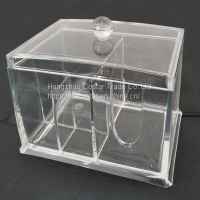 Cotton Pads Holder Makeup Organizer Cosmetics Makeup Cotton Swab Holder 4 Sections photo-3