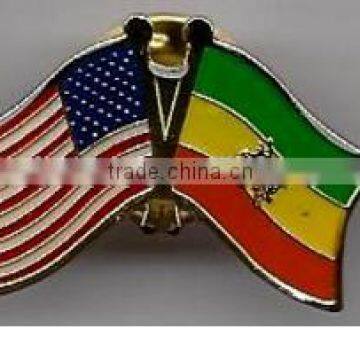 Custom design high quality cloisonne hard enamel filled Ethiopia Lion World Flag Lapel Pin