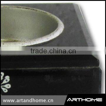 Black Printing Glass Candle Holder With Peacock 1230.020-A photo-3