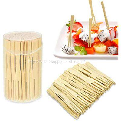 100-piece bamboo sandwich fruit fork beige 3.5 inch long fruit cocktail selection kebab party dessert tableware disposable fork