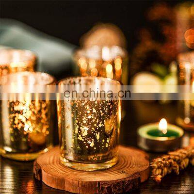 Mercury glass gold votives with tube9 free glass for indoor luxury glass candle holder