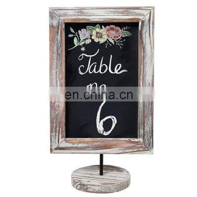 Rustic Torched Wood Framed Tabletop Memo & Message Chalkboard, Cafe Menu Board Sign