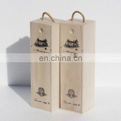 Hot Sale Wine Storage Box Wood Box Packaging For Single Wooden Wine Bottle Box With Accessories