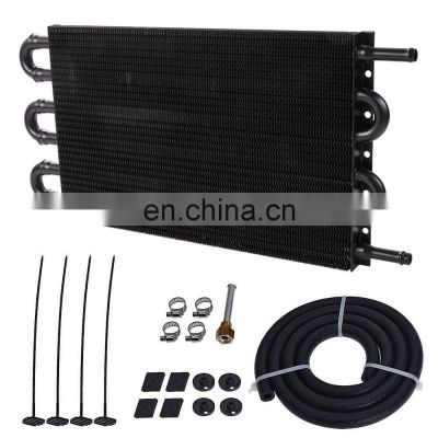 6 pass row AN6 Radiator Remote Aluminum Transmission Oil Cooler Radiator Converter Kit with Hose and Mounting Kit