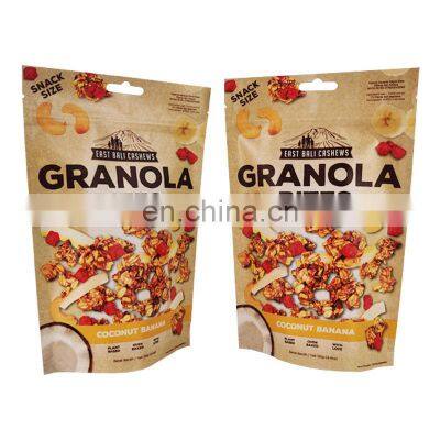 Wholesale Customized Printing Brown Food Kraft Paper Bag Stand Up Zipper Pouch For Packaging Nuts And Dried Fruit