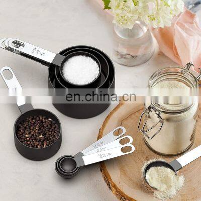 Measuring Cups and Spoons Set, 8 Piece Stackable Stainless Steel Handle Accurate Tablespoon  Small Teaspoon