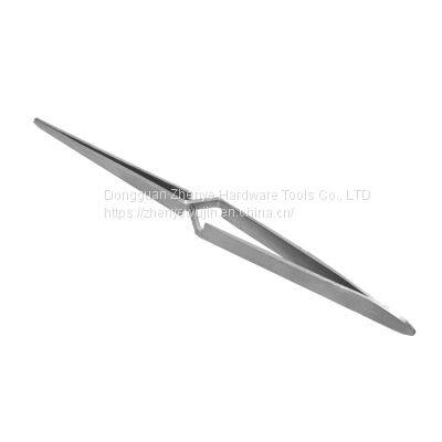 Stainless Steel Cross Reverse Tweezers Fine Pointed Round Head Reverse Fork Tweezers Effort Saving Tweezers Fixed Clamp Open photo-2
