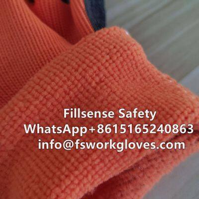 7 Gauge Polyester Loop Napping Liner Crinkle Coated Latex Winter Gloves photo-4