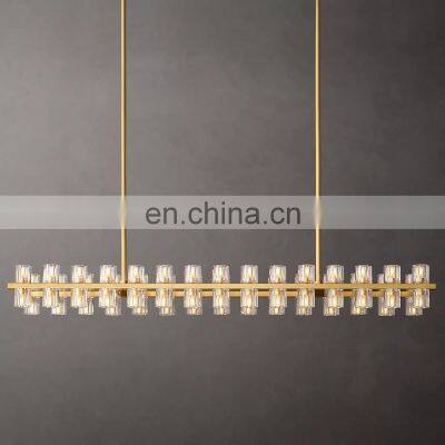 Arcachon Luxury Indoor Decoration Rectangular Industrial Metal Crystal Industrial Chandelier Living Room Hotel Lighting