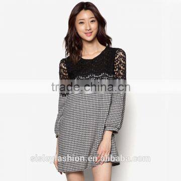 Women long sleeve fashion dress OEM service top quality lace casual prom dress D319