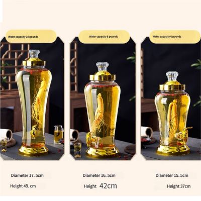 Ginseng & Medicinal Liquor Glass Jar With Tap - 3 Sizes (5/4/3 Liters Capacity), Ideal for Infusing Ginseng/Medicinal Wines & Display photo-5