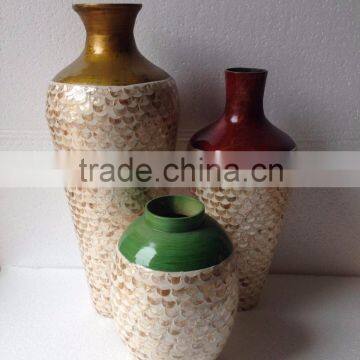 Best selling High quality Set of MODERN natural mother of pearl inlay with colored lacquer vase from Vietnam