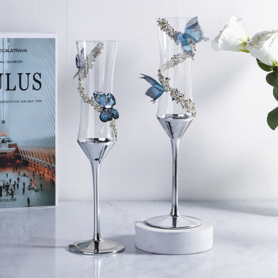 Champagne Wine Glasses With Butterfly for Wedding Dining and Hotel Elegant Crystal Wine Glasses for Celebrations photo-1