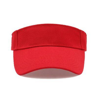 Solid Color Cotton Visor Summer Printing LOGO Marathon Sports Hat Travel Shading Sun Protection Portable Men Women Cap Wholesale photo-2