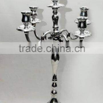 Silver Candelabra With Crystal Beaded Votive and Hangings. photo-2