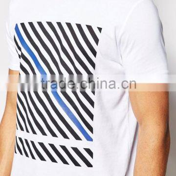 Longline T-Shirt With Diagonal Stripe Placement photo-3