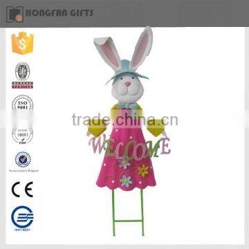 hot sell cute bunny figurines metal easter craft