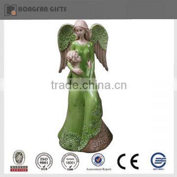 Green Led Religious Resin Decorative Angel
