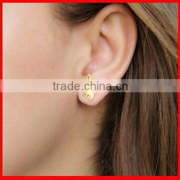 2016 High Quality 925 Sterling Silver no Stone Vermeil Cute Cat Earring for Girl photo-1