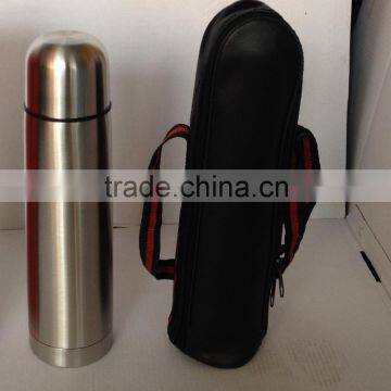 350ml/500ml Stainless Steel Vacuum Flask With Pu Leather  Bullet Shape Thermo Flask photo-5
