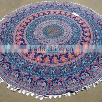 Beach Blanket Round Towel Ombre Mandala Throw Hippie Boho Round Towel