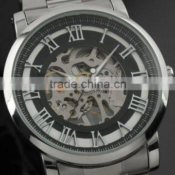 ESS Men's Silver Stainless Steel Skeleton Mechanical Watch WM270