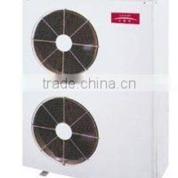 Air cooled condensing unit side discharge