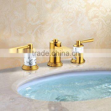 3 Holes Luxury Golden Basin Faucet with Double Handles BNF004B