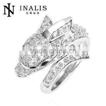 hot New wedding accessories white gold plated zircon deer ring for indian bridal LKN18KRGPR168